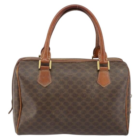 CELINE Macadam Canvas Hand Bag Pvc Leather Brown Gold - Picture 3 of 13